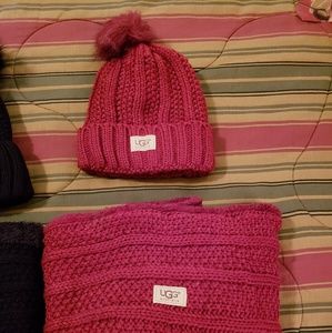 Ugg Hat and Infinity Scarf Set- Cranberry/Red